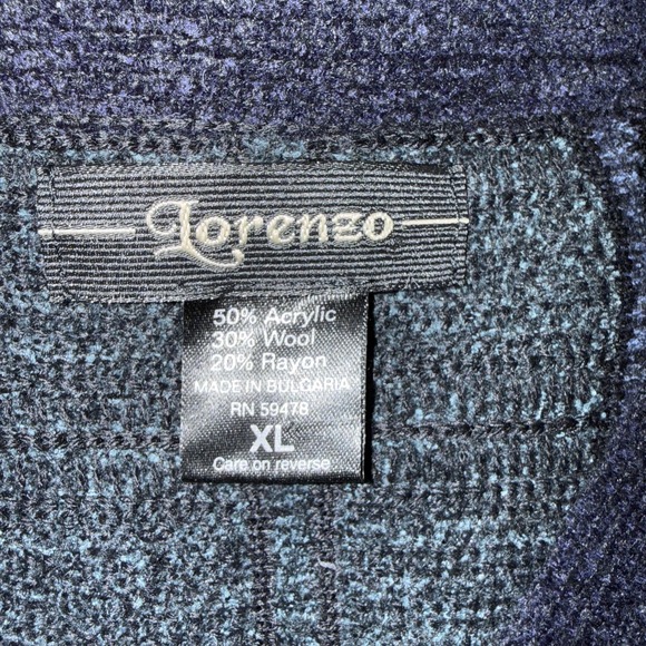 Lorenzo Sweater Mens XL Blue Gray V Neck Wool Blend Colorblock Knit Casual Warm - Picture 6 of 7